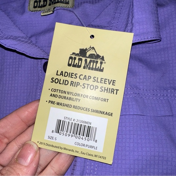 Old Mill Women's Size Small Short Sleeve Rip-Stop Button-Up Shirt Purple NWT - Picture 5 of 6